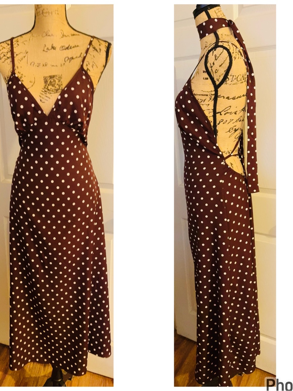 Zara Brown Polka Dot Slip Dress S NWOT - Picture 5 of 13